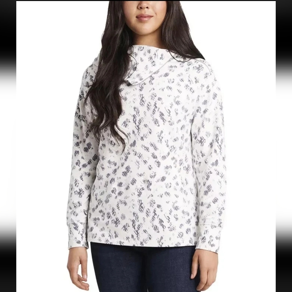 Vince Camuto Snake Print Foldover Zipped Neck Top MSRP $79 Size S  NEW